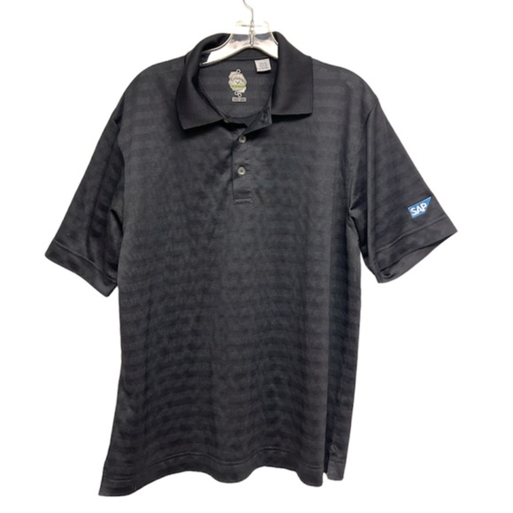 Callaway Stripe Texture Pullover Golf Polo Shirt SAP patch logo on arm sap